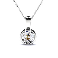 Bezel Gezet Druppel Hanger – Briljant 1 karaat 14K Witgoud