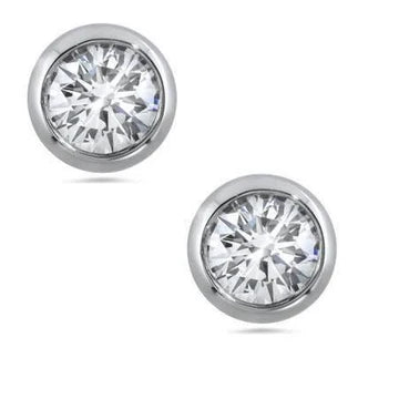 Bezel Set Sprankelende Ronde Geslepen 2.20 Ct Echt Diamanten Lady Studs Oorbel