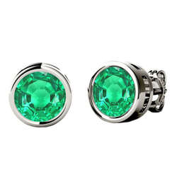 Colombiaanse Smaragd Gemstone Earring – Bezel Gezet 2 karaat 14K