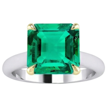 Afbeelding in Gallery-weergave laden, Smaragd Sieraadsteen Ring 5-karaat Bicolor 14K Goud – hoekaanzicht
