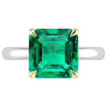 Afbeelding in Gallery-weergave laden, Sieraadsteen Ring Bicolor 14K Goud met Smaragd – profielaanzicht
