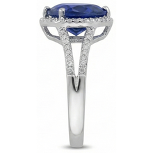 Afbeelding in Gallery-weergave laden, Grote Hart Sri Lanka Kleur Blauwe Saffier IGI GECERTIFICEERDE Diamanten Verlovingsring 5.75 Karaat
