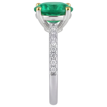 Afbeelding in Gallery-weergave laden, Fijne Smaragd Edelsteen Ring 4-karaat 14 Karaat Tweekleurig Goud – bovenaanzicht
