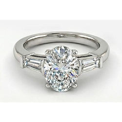 Ovaal Diamant Drie-Steen Ring in 14K Witgoud – 3 karaat