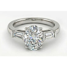 Afbeelding in Gallery-weergave laden, Diamant Drie-Steen Ring 3 karaat 14K Witgoud – hoofdaanzicht
