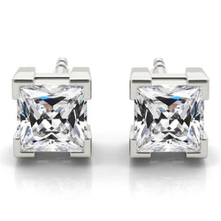 Oorstekers 14K Witgoud – Diamant Antiek Cushion 10 karaat