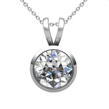 Big Echt Diamond Solitaire Ketting Hanger 3 Karaats Bezel Set