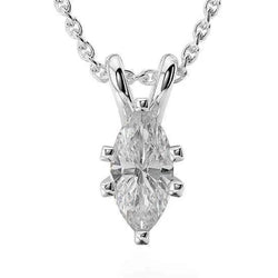 Big Marquise Cut 2 Ct Solitaire Echt Diamanten Hanger Ketting Wit Goud