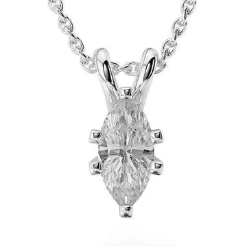 Big Marquise Cut 2 Ct Solitaire Echt Diamanten Hanger Ketting Wit Goud