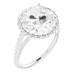 Briljant Antiek Cushion Solitaire Ring 3 karaat – 14K Witgoud