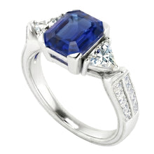 Afbeelding in Gallery-weergave laden, echte asscher diamant 2.50karaat ring zijaanzicht
