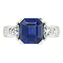 Afbeelding in Gallery-weergave laden, echte asscher diamant 2.50karaat ring close-up detail
