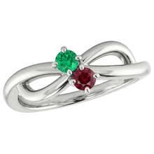 Afbeelding in Gallery-weergave laden, Birma Ruby 0,30 Karaat Groene Emerald Infinity Twist Edelsteen Ring
