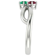 Afbeelding in Gallery-weergave laden, Birma Ruby 0,30 Karaat Groene Emerald Infinity Twist Edelsteen Ring
