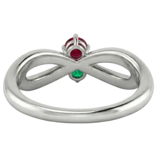 Afbeelding in Gallery-weergave laden, Birma Ruby 0,30 Karaat Groene Emerald Infinity Twist Edelsteen Ring
