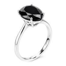 Afbeelding in Gallery-weergave laden, Verlovingsring met zwarte diamant 3,5 karaat natuurlijke peervormige solitair kathedraal 14k witgoud
