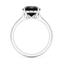 Afbeelding in Gallery-weergave laden, Verlovingsring met zwarte diamant 3,5 karaat natuurlijke peervormige solitair kathedraal 14k witgoud
