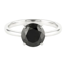 Afbeelding in Gallery-weergave laden, Zwarte diamant verlovingsring 3,5 karaat echte ronde solitair glad 14k witgoud
