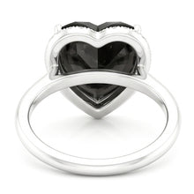 Afbeelding in Gallery-weergave laden, Verlovingsring met 3 karaat echte zwarte diamant, hartvormige halo, glad 14k witgoud
