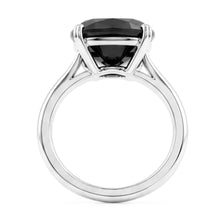 Afbeelding in Gallery-weergave laden, Zwarte diamant verlovingsring 5 karaat echte kussengeslepen solitair mesrand 14k witgoud
