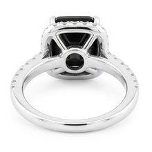 Afbeelding in Gallery-weergave laden, Zwarte diamant verlovingsring 5 karaat echte radiant halo 14k witgoud
