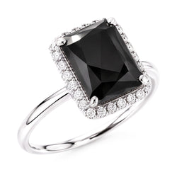 Zwarte Diamanten Sieraden 3,5 Karaat Echte Radiant Halo Ring 14K Witgoud