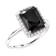 Afbeelding in Gallery-weergave laden, Zwarte Diamanten Sieraden 3,5 Karaat Echte Radiant Halo Ring 14K Witgoud
