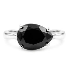 Afbeelding in Gallery-weergave laden, Zwarte diamanten sieraden 5 karaat echte peervormige solitaire meskant ring 14k witgoud

