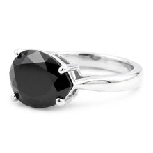 Afbeelding in Gallery-weergave laden, Zwarte diamanten sieraden 5 karaat echte peervormige solitaire meskant ring 14k witgoud
