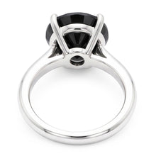 Afbeelding in Gallery-weergave laden, Zwarte diamanten sieraad - 5 karaat echte ronde solitaire gladde ring in 14k witgoud
