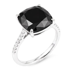 Zwarte Diamant Sieraden 6 Karaat Echte Kussengeslepen Solitairering 14K Witgoud