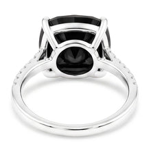 Afbeelding in Gallery-weergave laden, Zwarte Diamant Sieraden 6 Karaat Echte Kussengeslepen Solitairering 14K Witgoud
