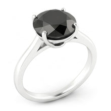 Afbeelding in Gallery-weergave laden, Trouwring met zwarte diamant 3,5 karaat echte ronde solitair kathedraal 14K witgoud
