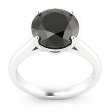 Afbeelding in Gallery-weergave laden, Trouwring met zwarte diamant 3,5 karaat echte ronde solitair kathedraal 14K witgoud
