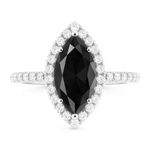 Afbeelding in Gallery-weergave laden, Zwarte Diamant Trouwring 4 Karaat Echte Marquise Halo 14K Witgoud
