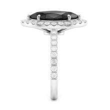 Afbeelding in Gallery-weergave laden, Zwarte Diamant Trouwring 4 Karaat Echte Marquise Halo 14K Witgoud
