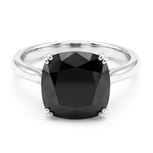Afbeelding in Gallery-weergave laden, Trouwring met echte zwarte diamant 5 karaat kussenslijpsel solitair kathedraal 14k witgoud
