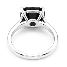 Afbeelding in Gallery-weergave laden, Trouwring met echte zwarte diamant 5 karaat kussenslijpsel solitair kathedraal 14k witgoud
