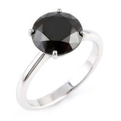 Zwarte Diamant Trouwring 5 Karaat Echte Ronde Solitair 14k Witgoud