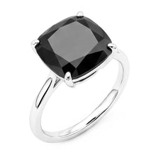 Afbeelding in Gallery-weergave laden, Zwarte diamant verlovingsring 5 karaat natuurlijk kussengeslepen solitair glad 14K Witgoud

