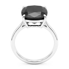Afbeelding in Gallery-weergave laden, Zwarte diamant verlovingsring 5 karaat natuurlijk kussengeslepen solitair glad 14K Witgoud
