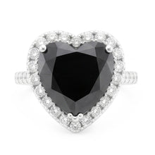 Afbeelding in Gallery-weergave laden, Aanzoeksring met zwarte diamant 6 karaat natuurlijk hart halo 14k witgoud
