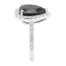 Afbeelding in Gallery-weergave laden, Aanzoeksring met zwarte diamant 6 karaat natuurlijk hart halo 14k witgoud
