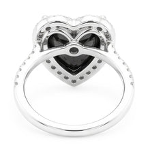 Afbeelding in Gallery-weergave laden, Aanzoeksring met zwarte diamant 6 karaat natuurlijk hart halo 14k witgoud
