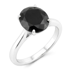 Ring met zwarte diamant 3,5 karaat natuurlijke ronde solitair mesrand 14K witgoud