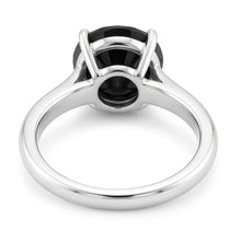 Afbeelding in Gallery-weergave laden, Ring met zwarte diamant 3,5 karaat natuurlijke ronde solitair mesrand 14K witgoud
