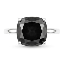 Afbeelding in Gallery-weergave laden, Zwarte diamanten ring 3,75 karaat natuurlijk kussenslijpsel solitair 14K witgoud
