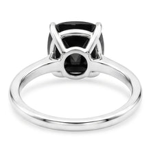Afbeelding in Gallery-weergave laden, Zwarte diamanten ring 3,75 karaat natuurlijk kussenslijpsel solitair 14K witgoud
