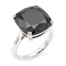 Afbeelding in Gallery-weergave laden, Zwarte diamanten ring 6 karaat natuurlijke kussengeslepen solitair 14k witgoud
