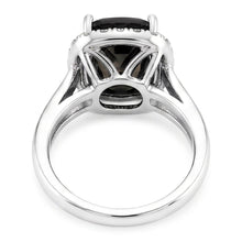 Afbeelding in Gallery-weergave laden, Zwarte verlovingsring 10 karaat echte radiant diamant halo 14k witgoud
